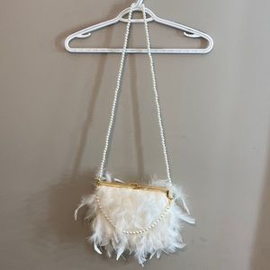 Feather purse pearl chain - bridal
